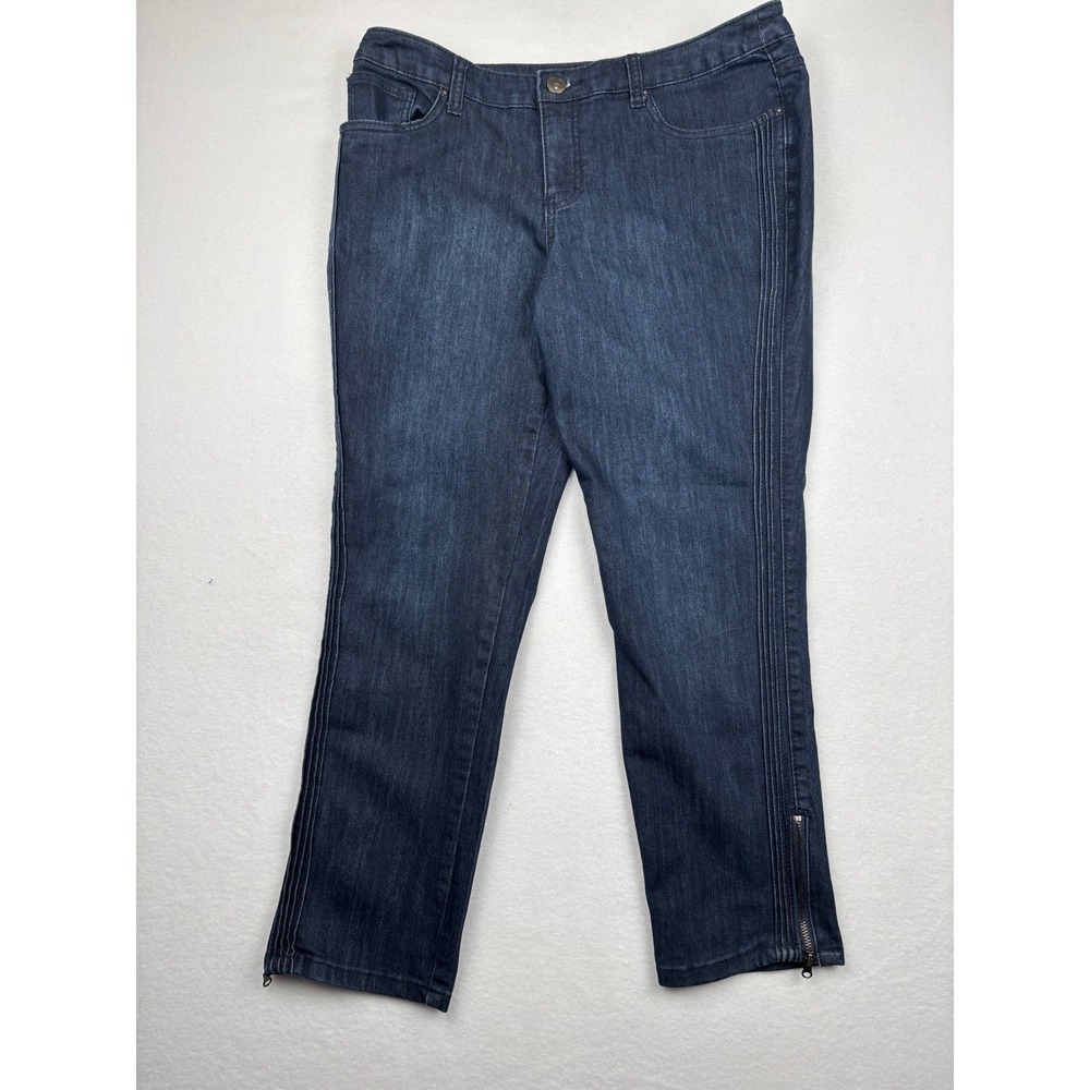 Christopher Banks Denim Jeans Womens 10P Ankle Zip Side Stripe Stretch